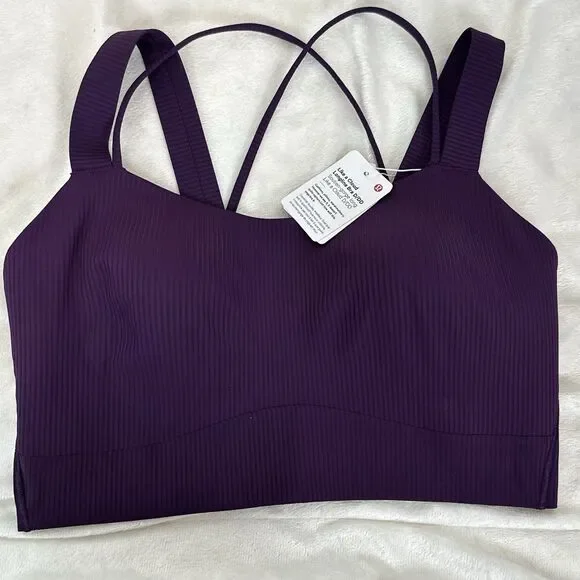 Lululemon Like a Cloud Ribbed Longline Bra D/DD Magenta NWT Rare Yoga Pilates 8 - Picture 2 of 9